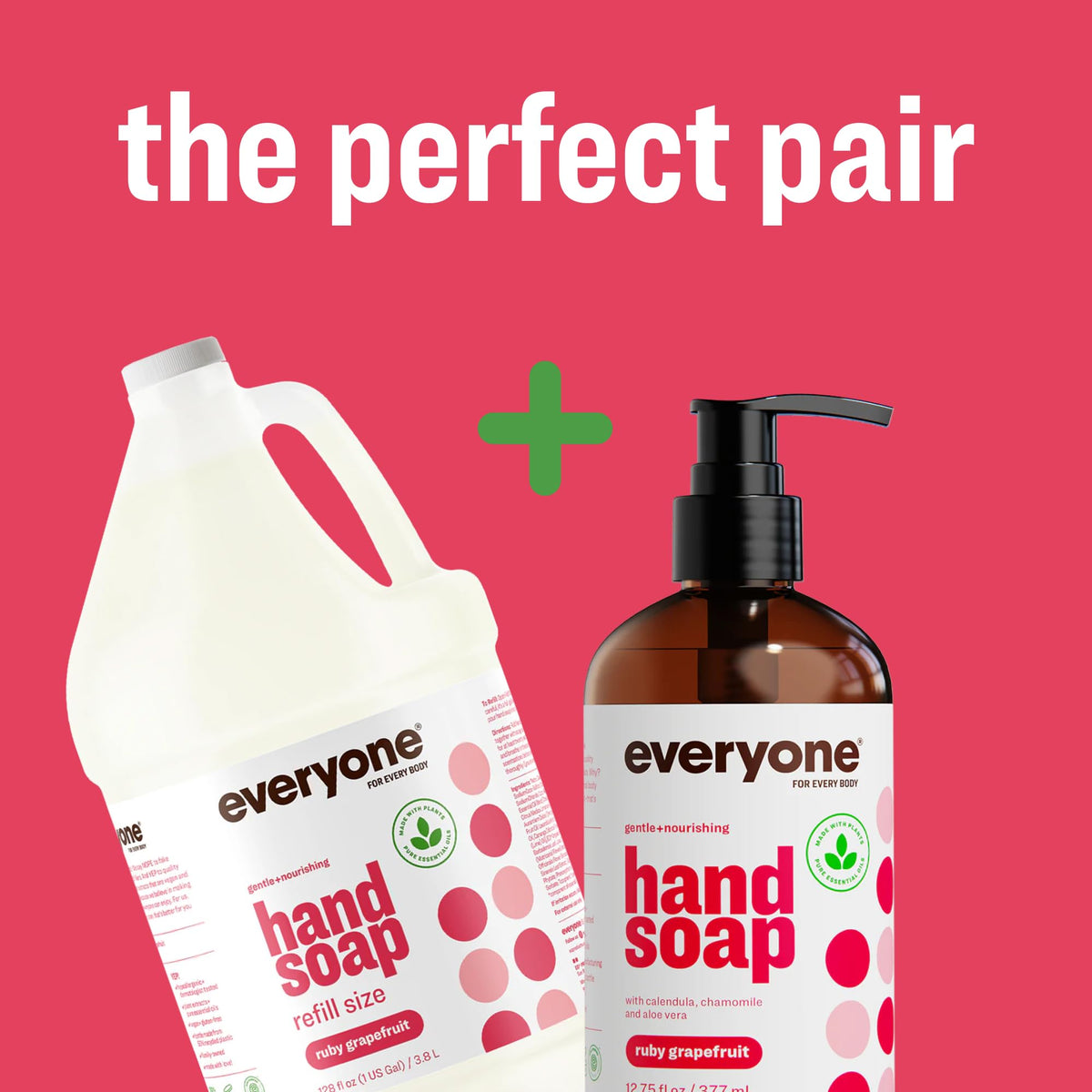 everyone ruby grapefruit bottle texture and recycled-plastic label highlighting eco benefits