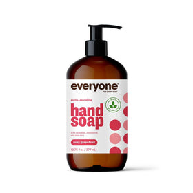 everyone bottle front packaging showing ruby grapefruit scent and pump benefit