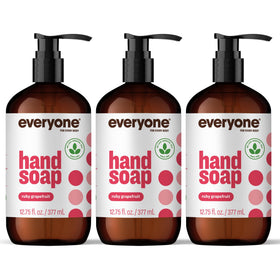 everyone front packaging showing three ruby grapefruit bottles and benefits