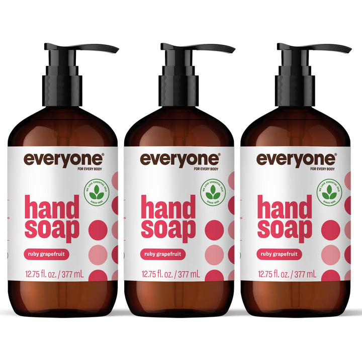 everyone front packaging showing three ruby grapefruit bottles and benefits