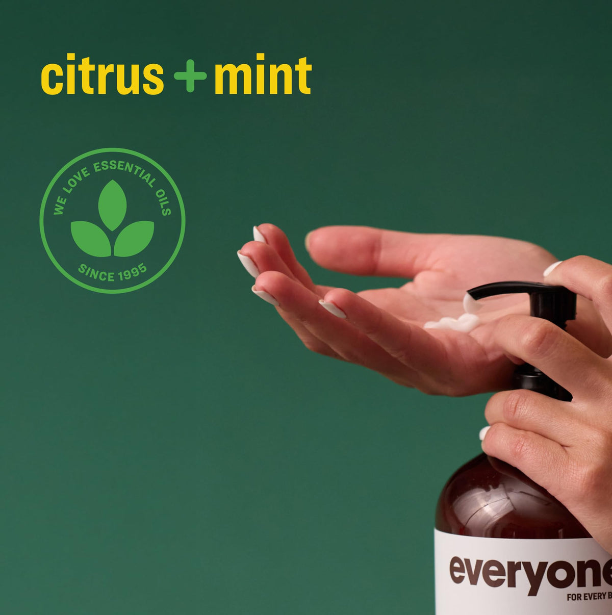 everyone lotion texture on pump dispenser showing fast absorption benefit