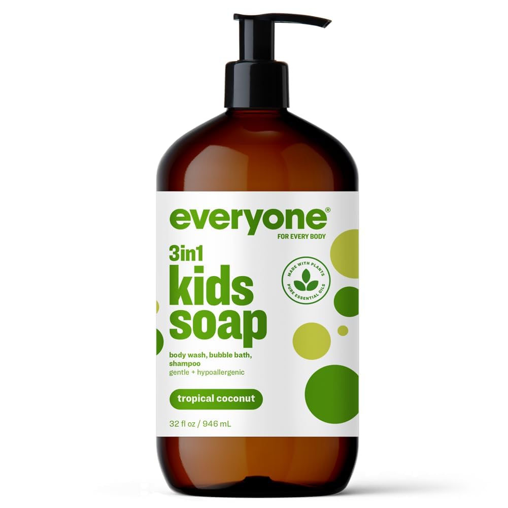 everyone front bottle showing tropical coconut scent and easy multipurpose cleansing