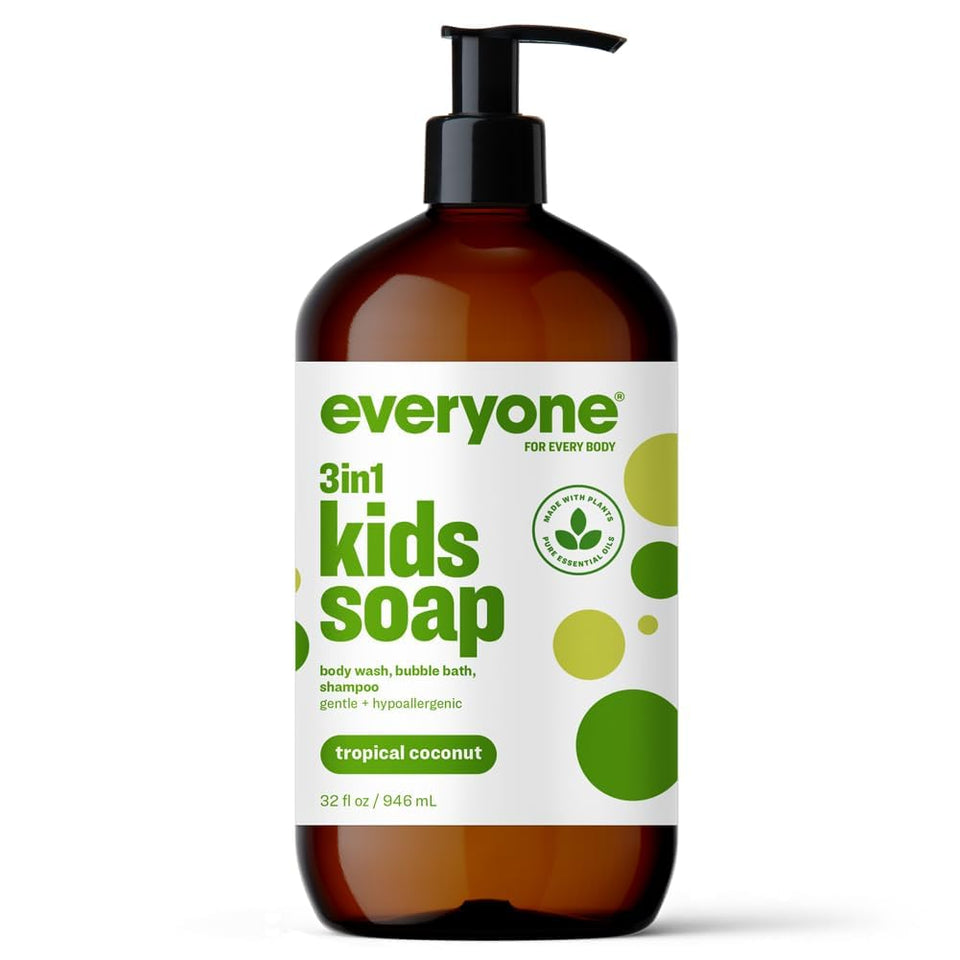 everyone front bottle showing tropical coconut scent and easy multipurpose cleansing