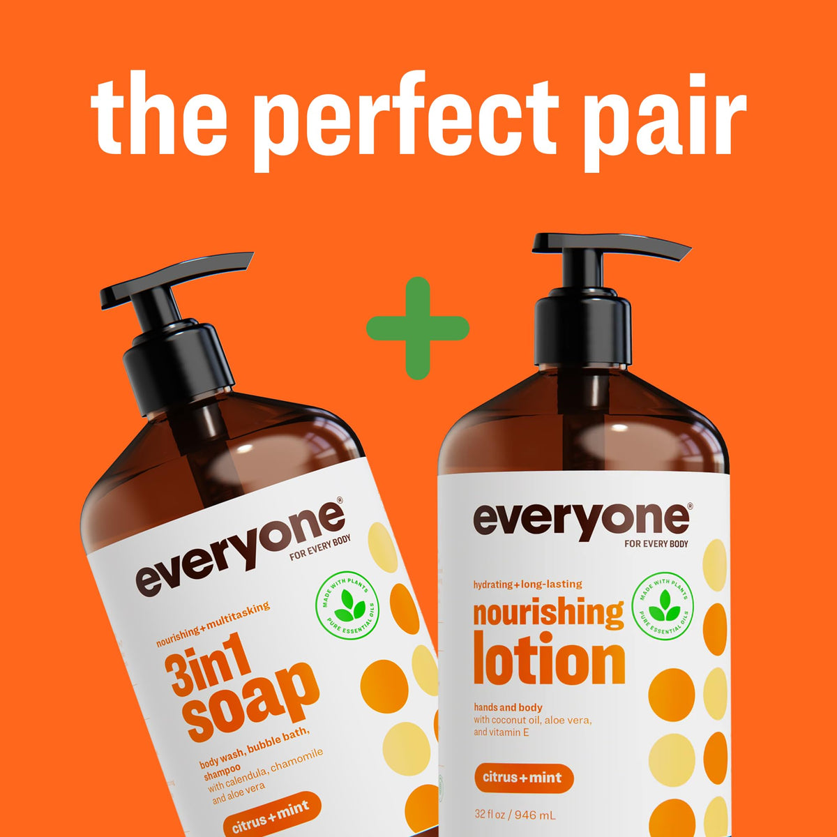 everyone two bottles next to common objects showing large 32 oz size benefit