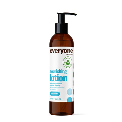 Everyone unscented lotion front bottle showing clean design and easy-pour cap for convenience