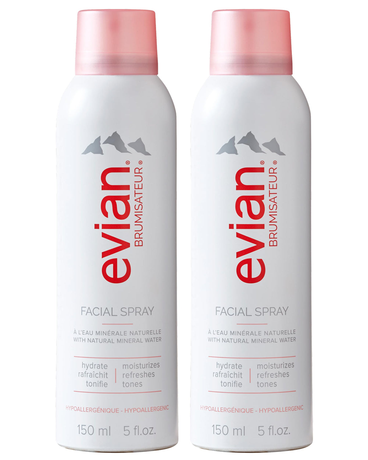 BRUMISATEUR Evian front packaging showing twin cans and brand clarity