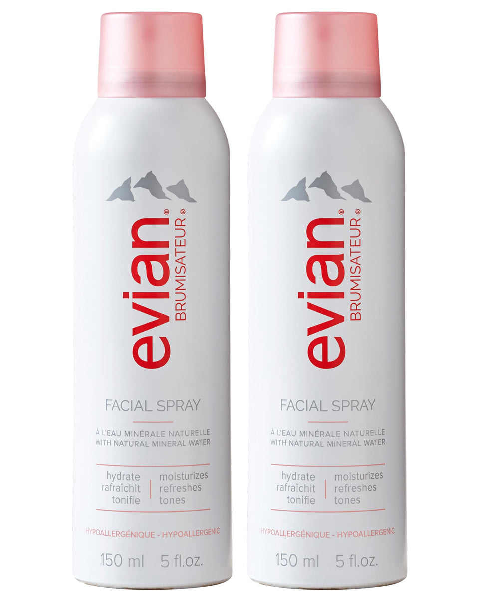 BRUMISATEUR Evian front packaging showing twin cans and brand clarity