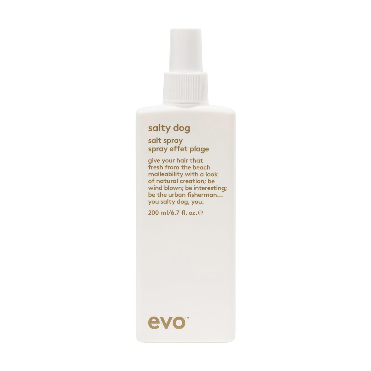 EVO Salty Dog front bottle view showing matte volumizing spray