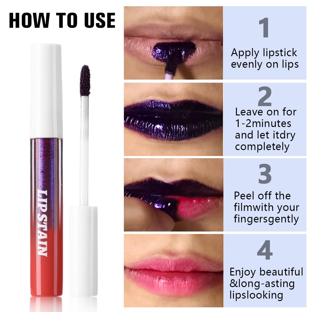 evpct application demo on lips showing even coverage and matte result