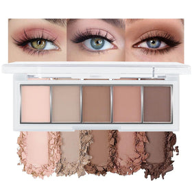 evpct palette front open showing five matte shades and compact convenience