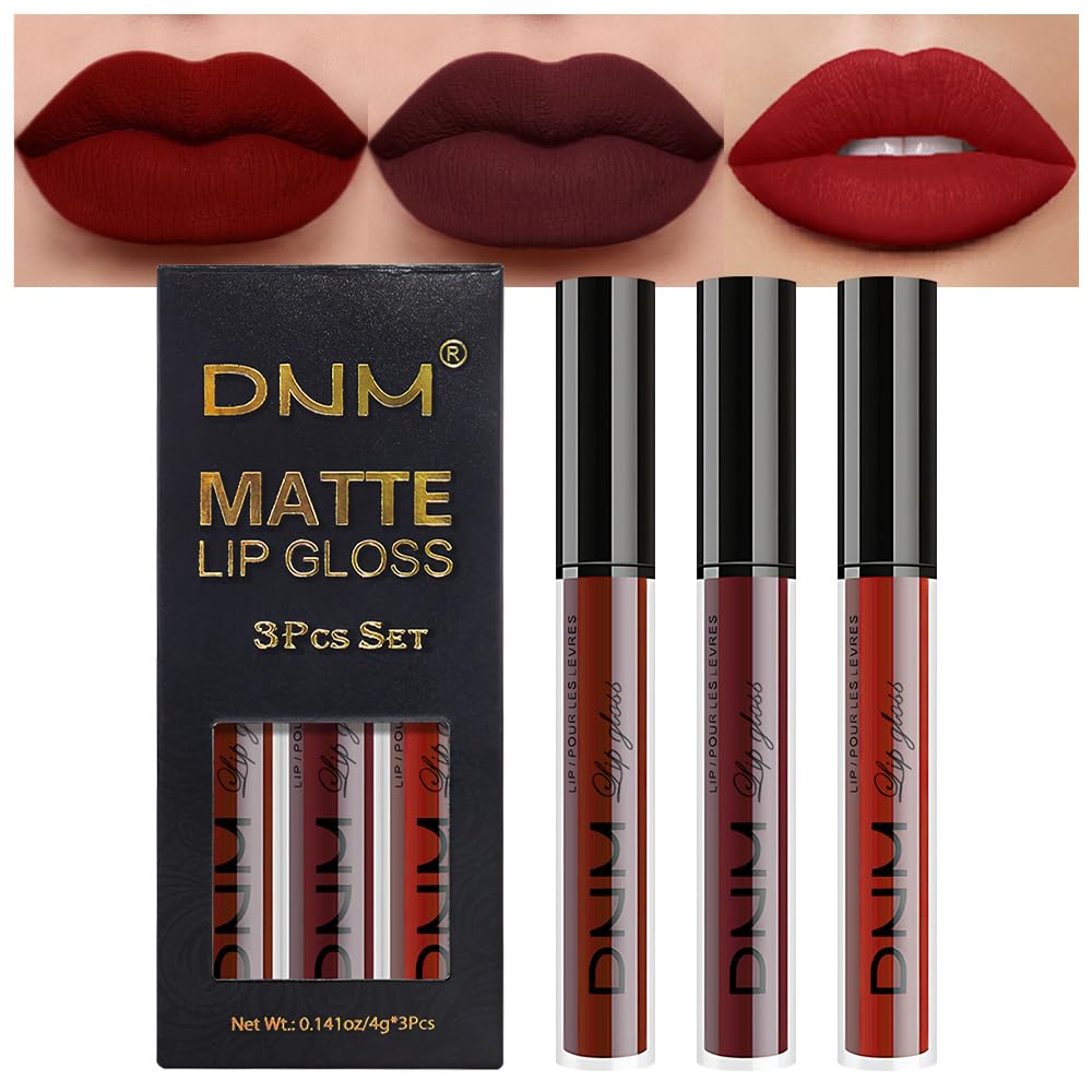 evpct front packaging trio showing three matte red shades and compact box, ideal gift