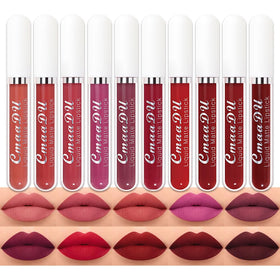 evpct front packaging showing ten matte lipstick tubes and gift-ready box, versatile colors