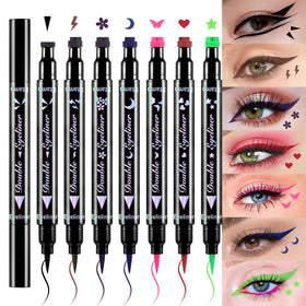 evpct front packaging showing seven colored stamp eyeliners for quick wings