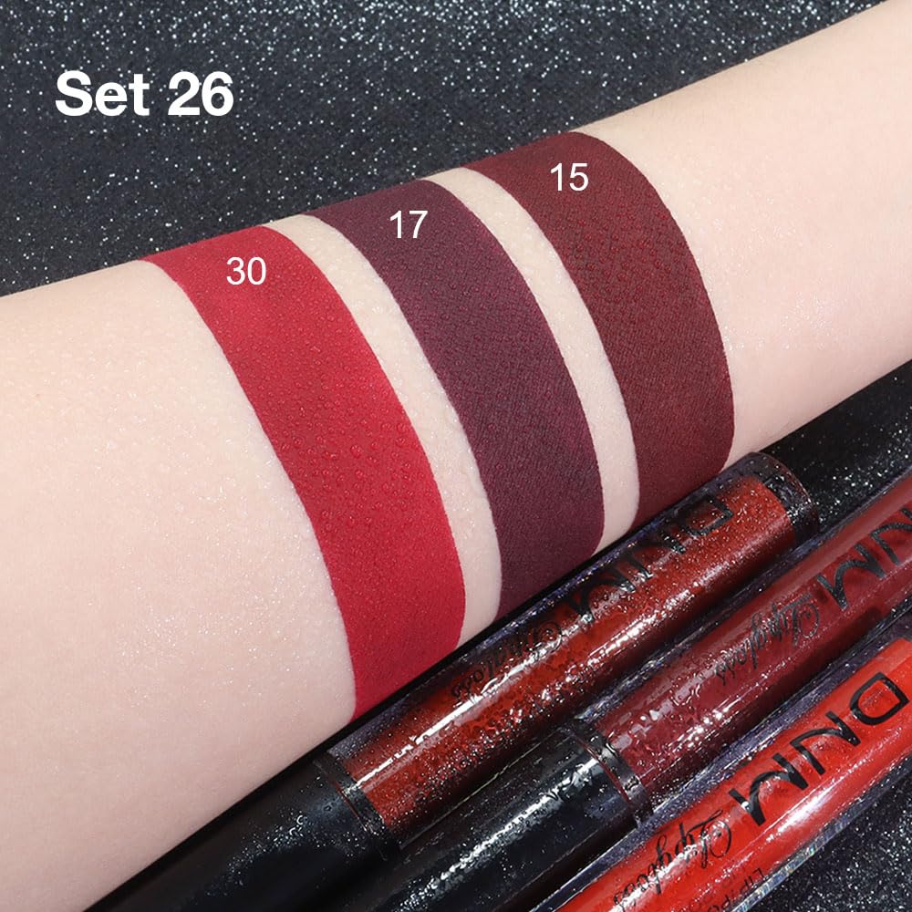evpct lip swatch on model demonstrating bold, long-wear red with comfortable matte feel