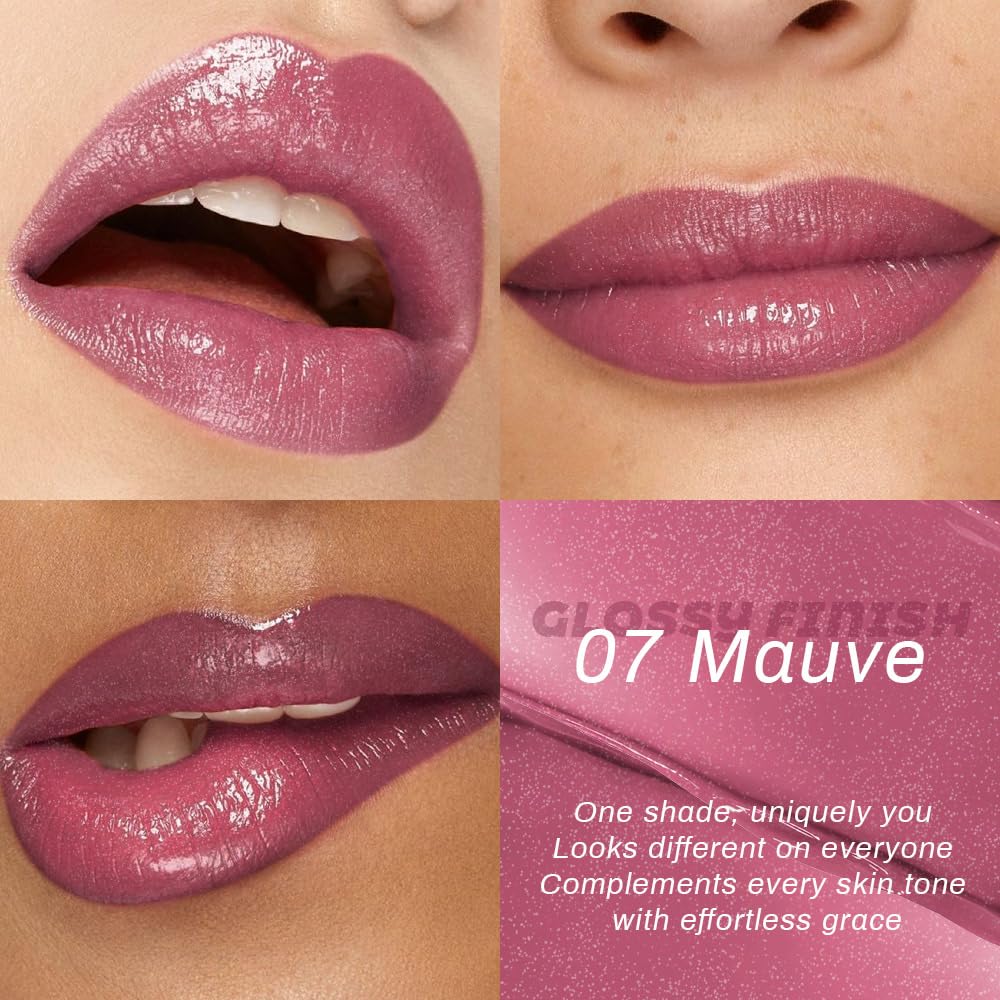 evpct mauve applied on mature woman lips, demonstrates flattering natural color