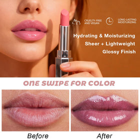 evpct angled lipstick stick with cap off, illustrates easy twist-up application