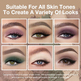 evpct open palette with built-in mirror displaying six mauve and neutral shades for quick touchups