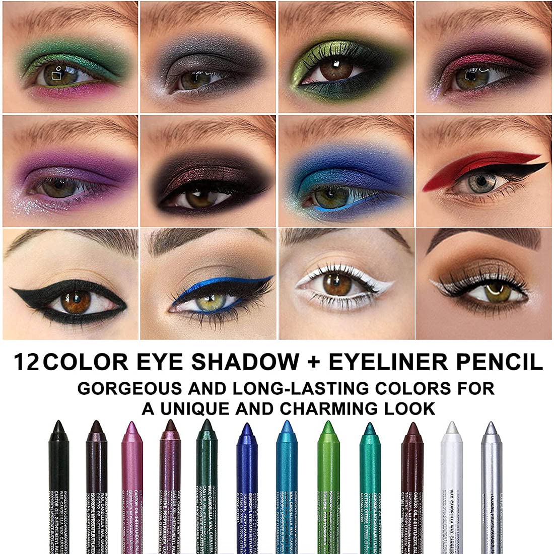evpct open pencils fanned to display green blue white black brown purple shades