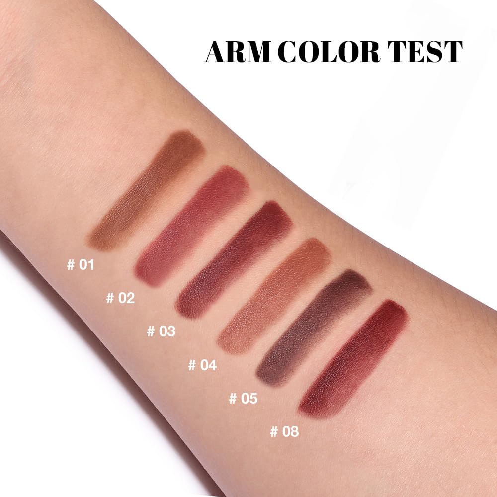 evpct shades comparison swatch illustrating warm brown to wine options