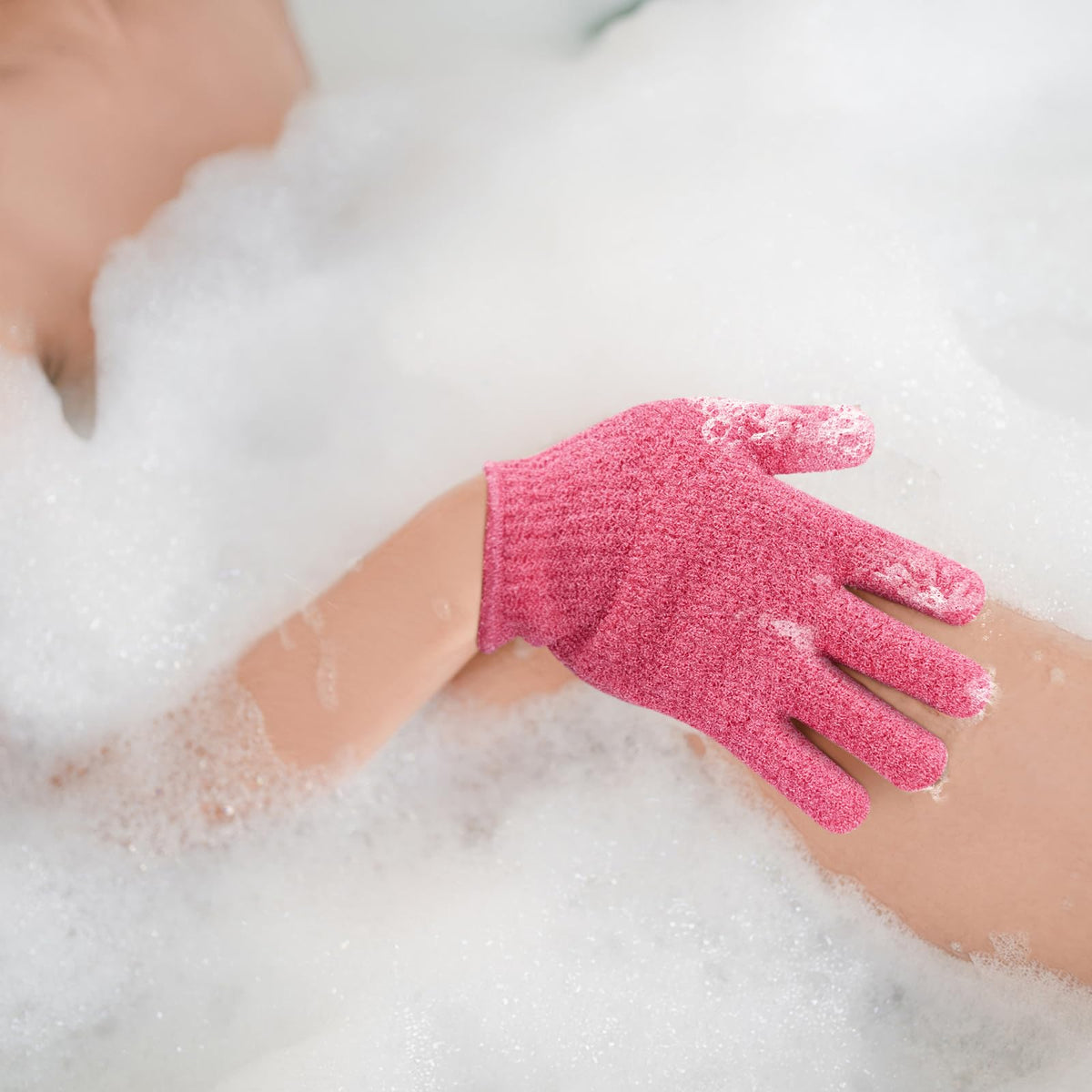Evridwear glove in a shower scene showing practical everyday use benefit