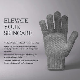 Evridwear gloves in use under shower demonstrating exfoliation and cleansing