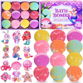 Excalla front packaging showing 12 shell bath bombs and gift box benefits