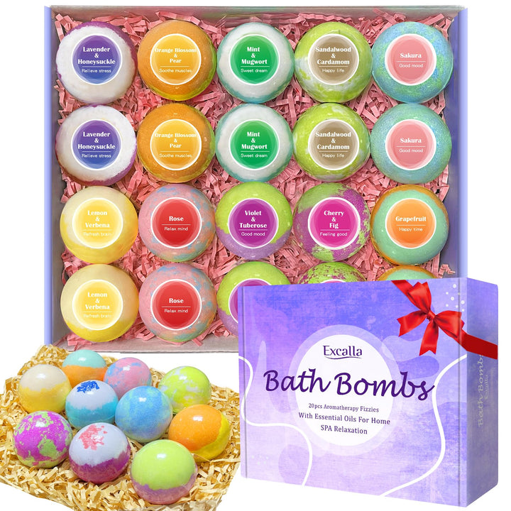 Excalla front packaging showing 20-piece gift set and labels for convenience