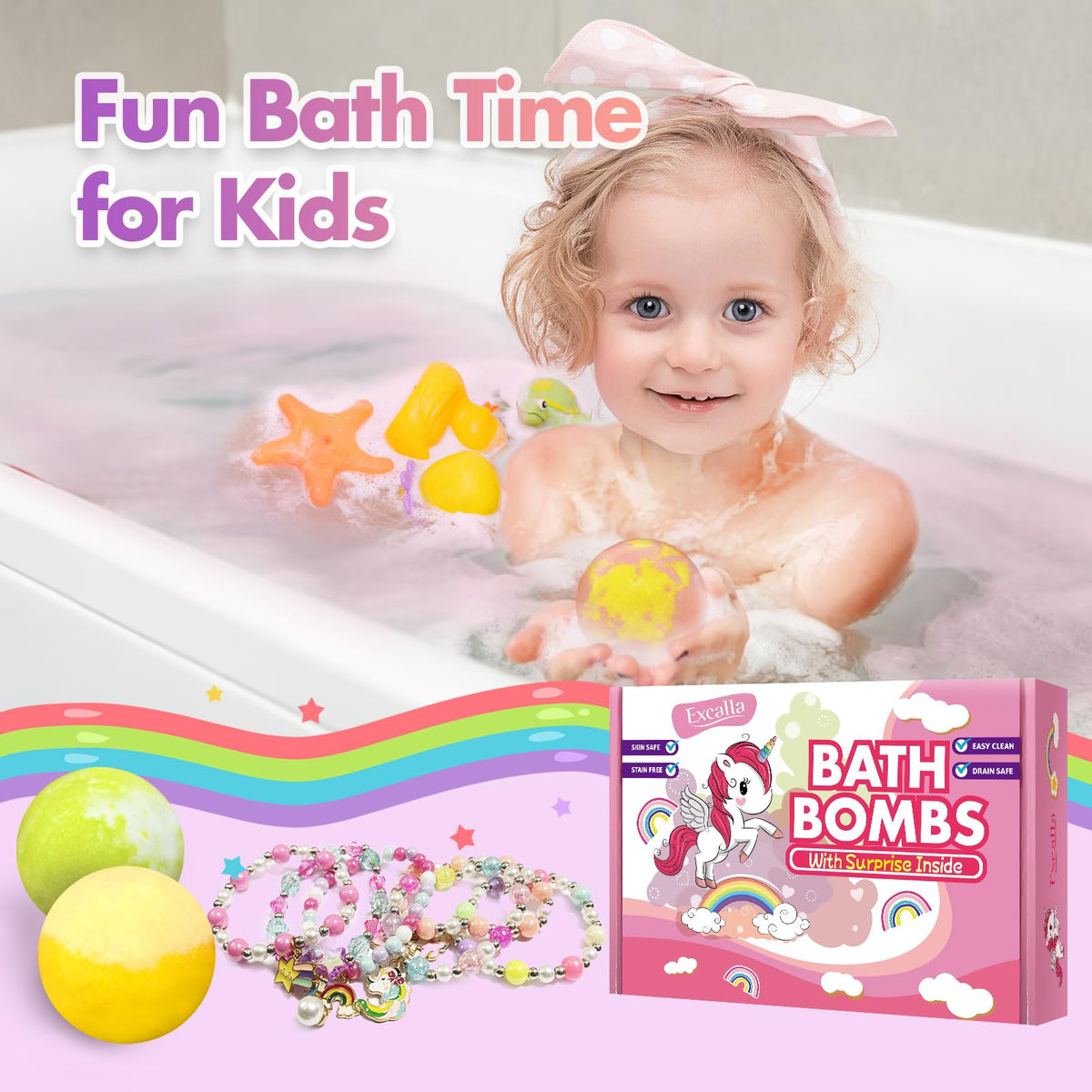 Excalla bomb next to ruler showing compact size and easy-to-handle fit for kids