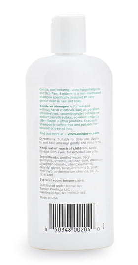 Exederm next to common objects showing compact 8 fl oz size