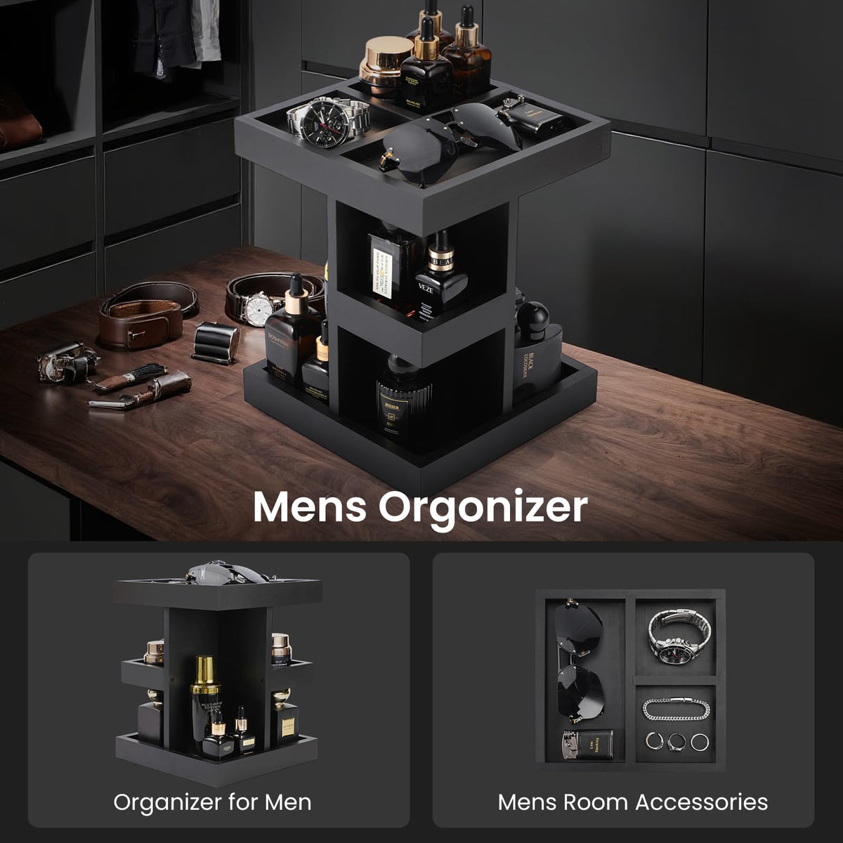 EXIN DECHEN storing watch and keys in compartments to keep daily essentials organized