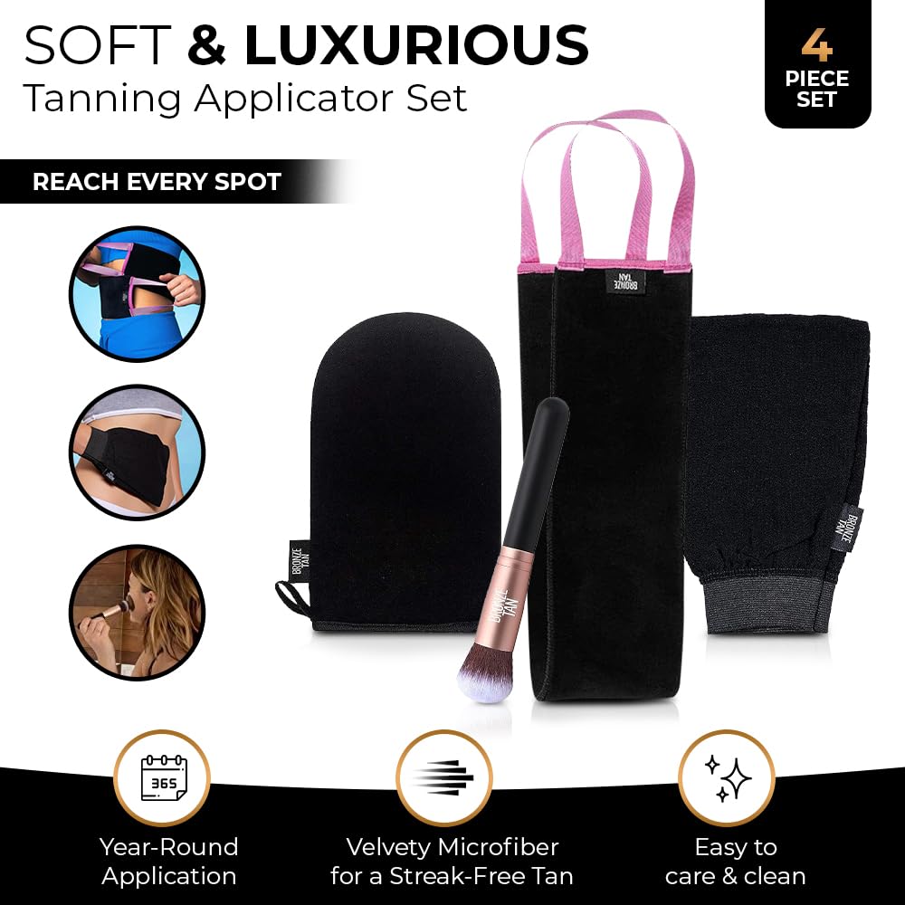 Existing Beauty close-up of velvety tanning mitt texture for streak-free application