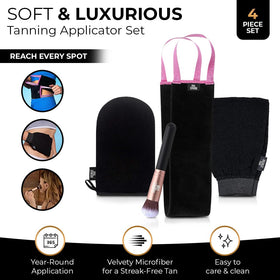Existing Beauty close-up of velvety tanning mitt texture for streak-free application