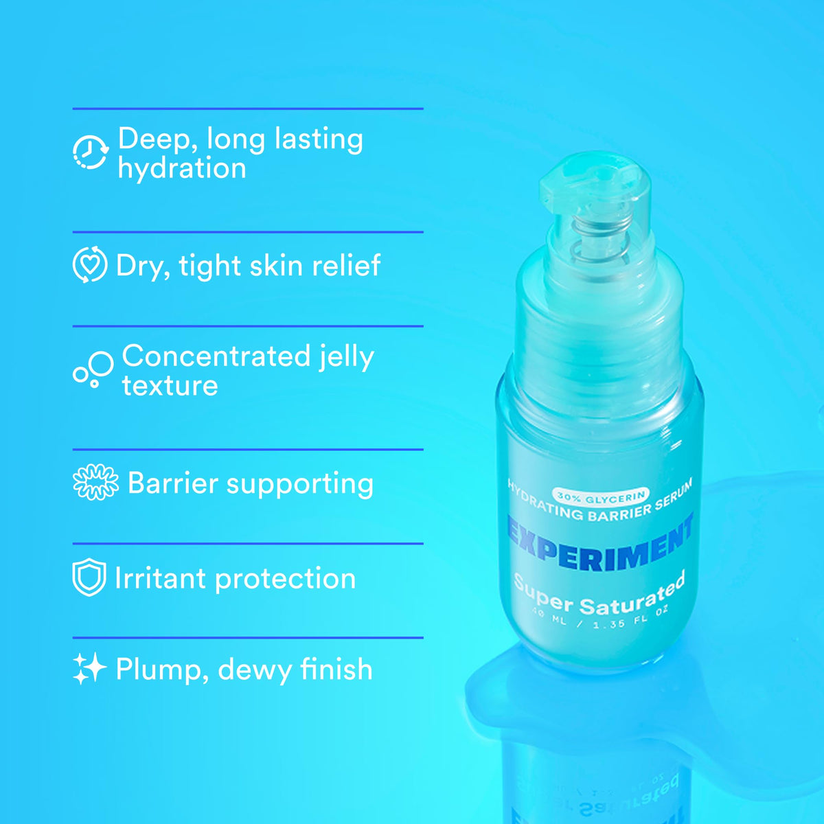 Experiment label close-up showing key actives like glycerin and niacinamide