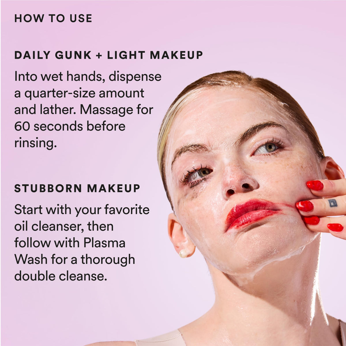 Experiment bathroom routine staging showing cleanser in daily skincare context for usability