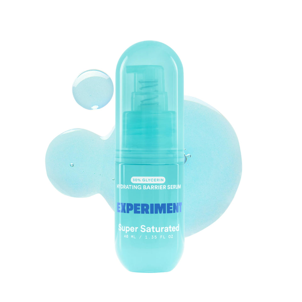 Experiment bottle front view showing sleek packaging and hydrating serum benefits
