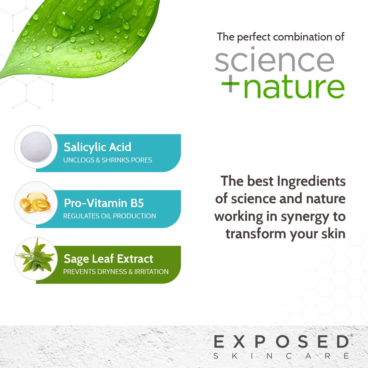 Exposed Skin Care before and after skin snapshot showing clearer pores