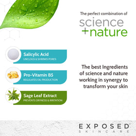 Exposed Skin Care before and after skin snapshot showing clearer pores