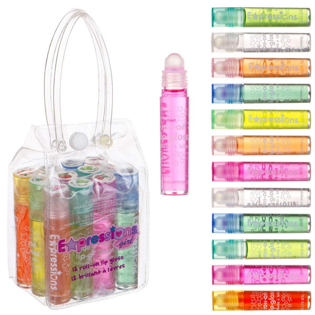 Expressions Girl front packaging showing 12 glosses and carry case, ready to gift