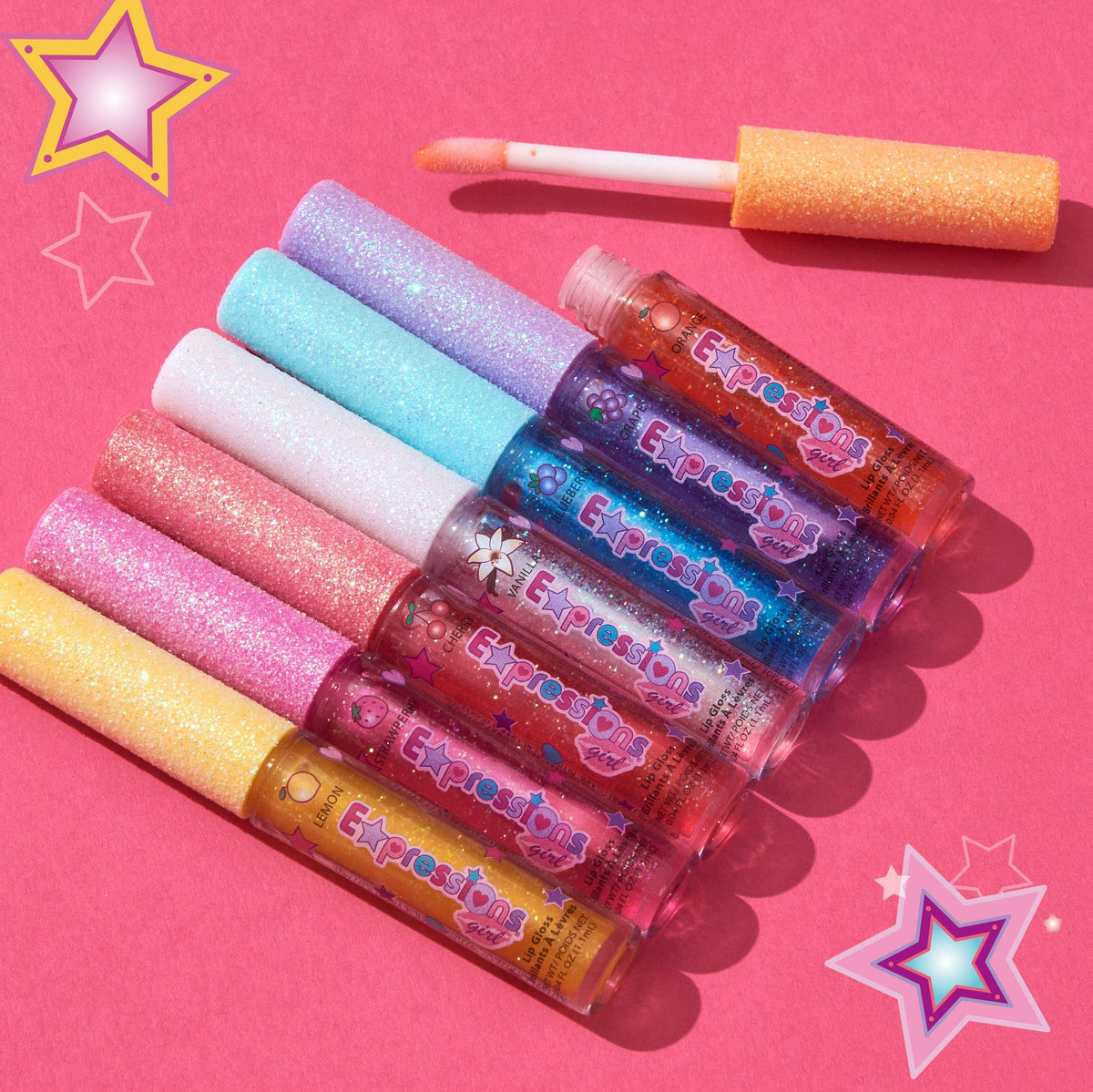 Expressions girl texture gloss swipe showing shimmer and high-shine finish