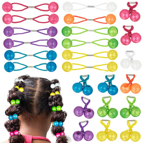 EXPRESSIONS pack front showing 24 marble-finish ponytail balls and colorful variety