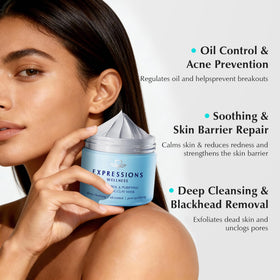 Expressions Wellness applying mask to cheek demonstrating even coverage and pore cleansing
