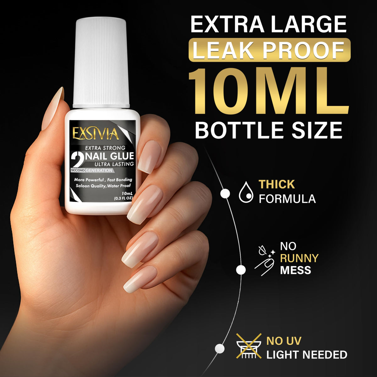 EXSIVIA glue brush applicator delivering controlled, no-drip application