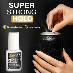 EXSIVIA glue texture close-up shows thick clear formula for strong bond