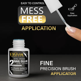 EXSIVIA press-on nails in use demonstrating durable, natural-looking wear
