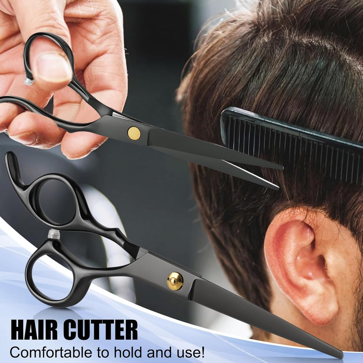 EXTYQWC scissors in use in a salon setting illustrating professional control benefit consistent results