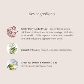 EXUVIANCE ingredients label highlighting vitamin C, E, green tea benefits