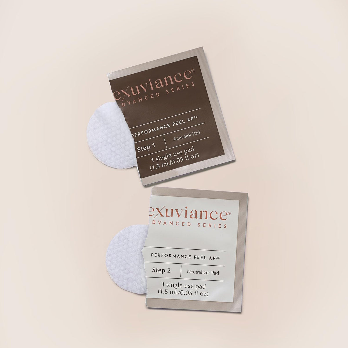 EXUVIANCE box opened flatlay showing all contents for safe use