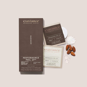 EXUVIANCE kit staged on bathroom vanity conveying at-home convenience