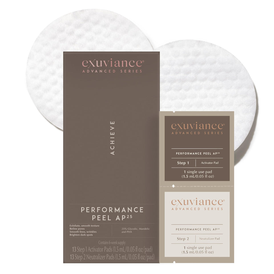 EXUVIANCE front packaging showing professional peel kit benefits