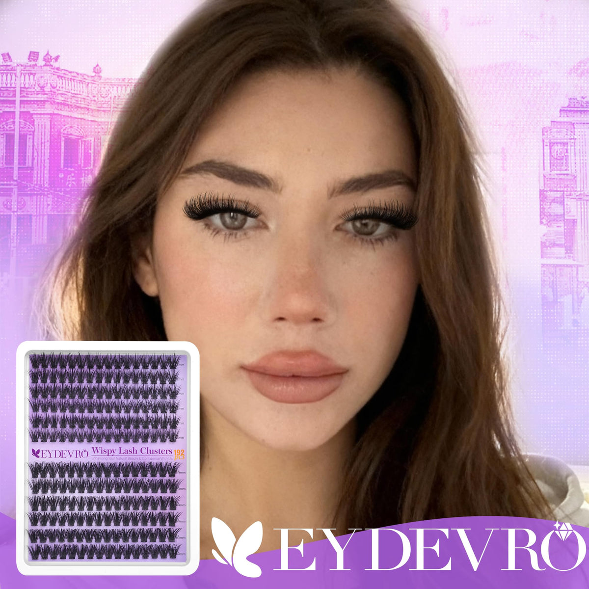 EYDEVRO lashes applied to eye showing quick salon-style result